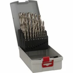 Bosch Bohrer ProBox HSS-G, 2608587017, 25-teiliges Set, Geschliffen, Metallbohrer 135°