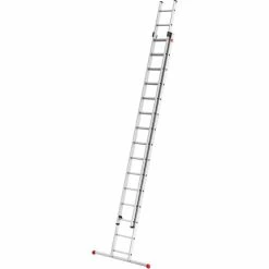Hailo Schiebeleiter ProfiStep Duo, 2 X 15 Sprossen, Aluleiter, 2-teilig, Arbeitshöhe: 8,39 M