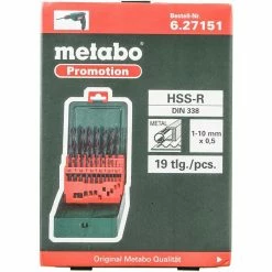 Metabo Bohrer HSS-R-Bohrerkassette, 627151000, 19-teiliges Set, HSS-R DIN 338 Metallbohrer -Infactory shop 17c03d148ae7cc3322b458fac932878f60982a17 bohrer metabo hss r bohrerkassette 627151000
