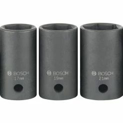 Bosch Steckschlüssel 2608551102, 3-teilig, 17 - 21mm Schlüsselweite - 85mm Länge, 1/2 Zoll