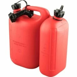Unitec Benzinkanister Doppelkanister 73756, Kunststoff, Mit Ausgießer, Rot, 5,5 + 3 Liter