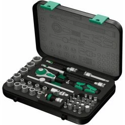 Wera Werkzeugkoffer 8100 SA 2 Zyklop Speed-Knarren, 1/4 Zoll, Metrisch, 42-teilig, Im Metallkoffer