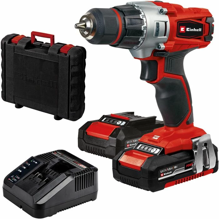 Einhell Akku-Bohrschrauber TE-CD 18/2 Li Kit, 18V / 1,5Ah, Mit 2 Akkus, Tasche Und Ladegerät 1 Einhell Akku-Bohrschrauber TE-CD 18/2 Li Kit, 18V / 1,5Ah, Mit 2 Akkus, Tasche Und Ladegerät