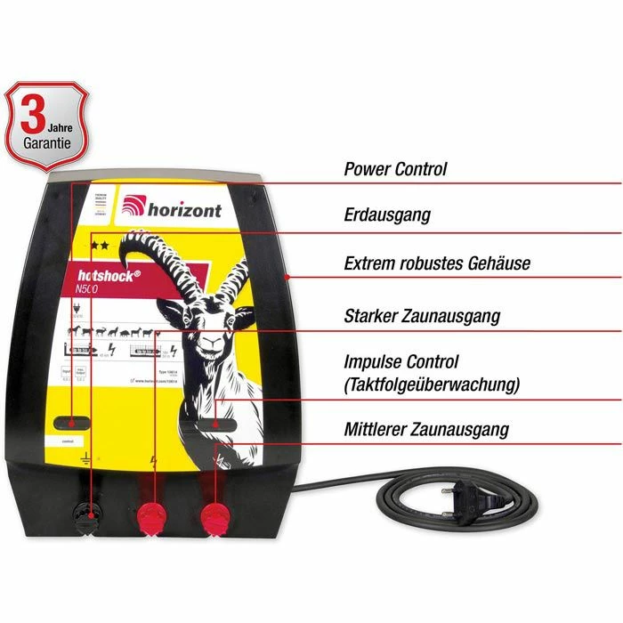 Horizont Weidezaungerät Hotshock A500 / N50, 10614, 230V Netzgerät, Bis 45km Zaunlänge 5 Horizont Weidezaungerät Hotshock A500 / N50, 10614, 230V Netzgerät, Bis 45km Zaunlänge – Bild 5