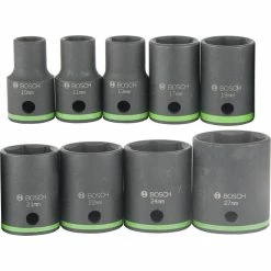 Bosch Steckschlüssel 2608551100, 9-teilig, 10 - 27mm Schlüsselweite - 38mm Länge, 1/2 Zoll