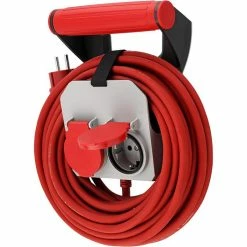 REV Ritter Strom-Verlängerungskabel REV-Ritter 10m, 2-fach Schutzkontakt, Außen IP44, Rot/grau