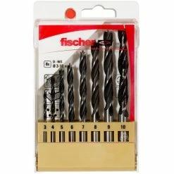 Fischer Bohrer D-WS, 536609, 8-teiliges Set, 3-10mm, Holzbohrer