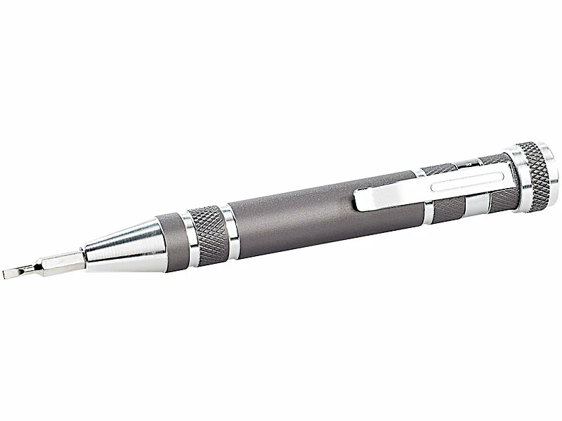 PEARL Schraubenzieher:8in1-Schraubendreher Im Kugelschreiber-Design, 4x Kreuz Und 4x Schlitz 3 PEARL Schraubenzieher:8in1-Schraubendreher Im Kugelschreiber-Design, 4x Kreuz Und 4x Schlitz – Bild 3