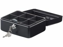 Xcase Geldkassette Für Scheine:Stahl-Geldkassette, Münzeinsatz Mit 6 Fächern, Schloss, 2 Schlüssel -Infactory shop nx1367 0