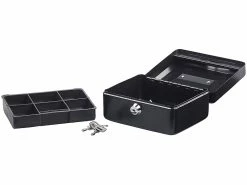 Xcase Geldkassette Für Scheine:Stahl-Geldkassette, Münzeinsatz Mit 6 Fächern, Schloss, 2 Schlüssel -Infactory shop nx1367 1