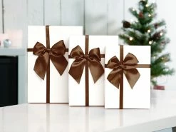 Your Design Schachtel:3er-Set Edle Geschenk-Boxen Mit Brauner Schleife, 3 Größen -Infactory shop nx4892 5 1