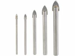AGT Professional Glasbohrer:5-teiliges Bohrer-Set Für Glas & Fliesen, 4/5/6/8/10 Mm, Sandgestrahlt