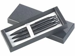 PEARL Druckbleistift:3er-Set Hochwertige Druck-Bleistifte, Metall, In Aufbewahrungsbox