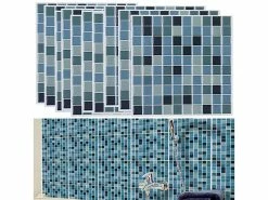 Infactory 3D Klebefliesen:Selbstklebende 3D-Mosaik-Fliesenaufkleber "Aqua", 26 X 26 Cm, 10er-Set