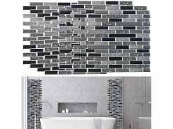 Infactory Selbstklebende Fliesen:Selbstklebende 3D-Steinoptik-Fliesenaufkleber, 25,5x 25,5 Cm, 10er-Set