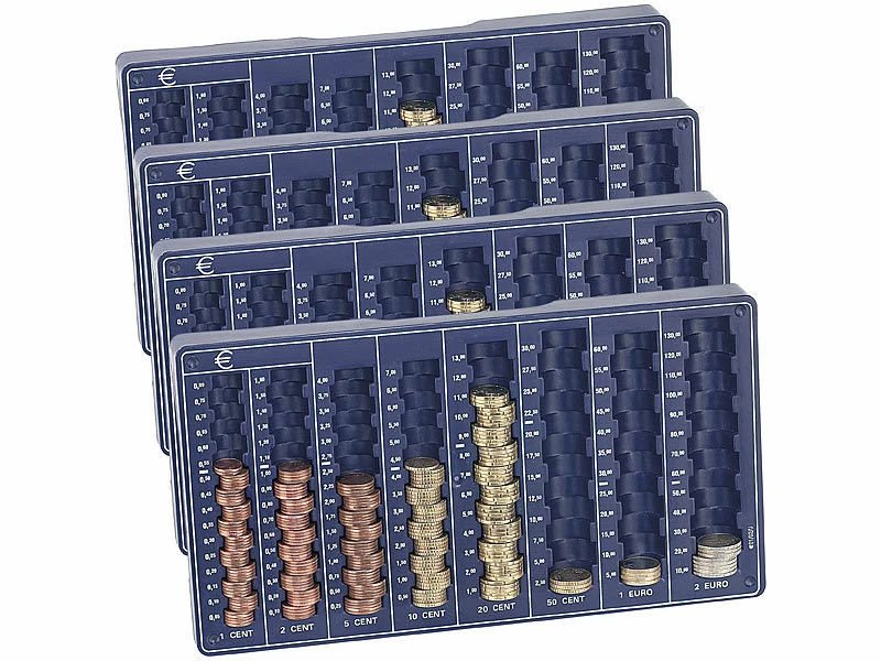 PEARL Zählbrett:4er-Set Euro-Münzbretter Für Alle Euro- Und Cent-Münzen 1 PEARL Zählbrett:4er-Set Euro-Münzbretter Für Alle Euro- Und Cent-Münzen