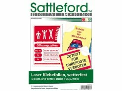 Sattleford Klebepapier:5 Klebefolien Wetterfest A4 Für Laserdrucker Weiß
