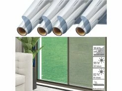 Infactory Fensterfolie:4er-Set Isolier-Spiegelfolie, Selbstklebend, Sicht-/UV-Schutz,60x200cm